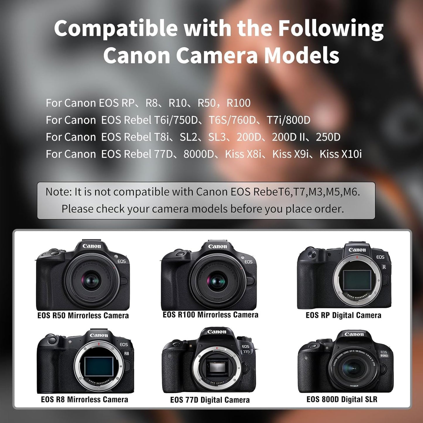 F1TP USB C to ACK E18 Dummy Battery for Canon R50 Dummy Battery DR-E18 LP-E17 DC Coupler Kit, for Canon EOS R50, R100, R8, R10, RP, Rebel T6i, T7i, T8i, T6s, SL3, SL2, 77D and 800D Digital Cameras