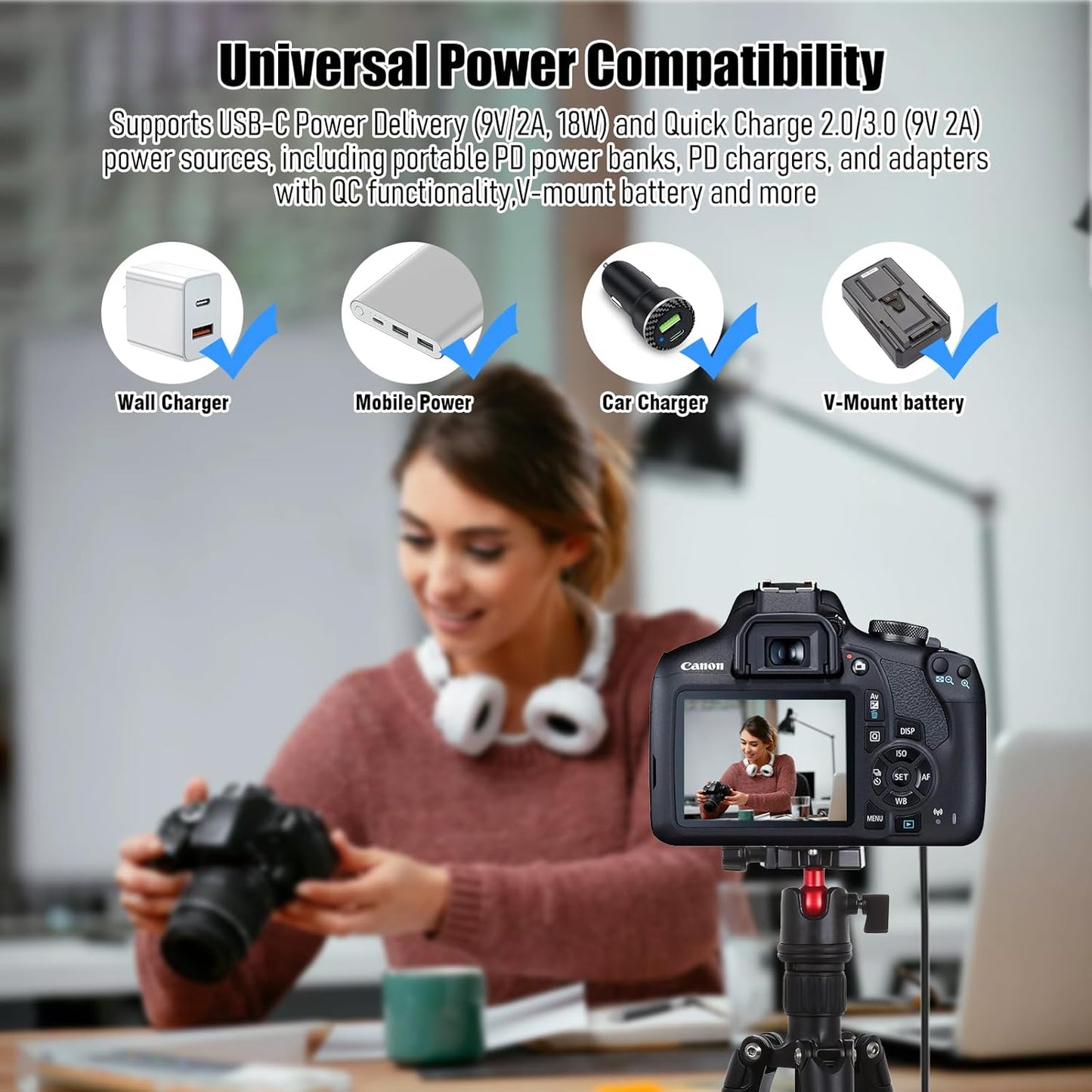 F1TP USB C to ACK E18 Dummy Battery for Canon R50 Dummy Battery DR-E18 LP-E17 DC Coupler Kit, for Canon EOS R50, R100, R8, R10, RP, Rebel T6i, T7i, T8i, T6s, SL3, SL2, 77D and 800D Digital Cameras