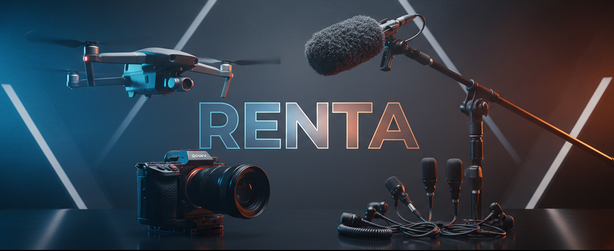 Banner promocional de renta de equipo formato panorámico